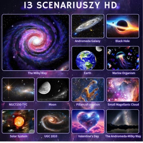 Pronett XJ5650 Projektor noční oblohy, polární záře a galaxie, 4K, černý