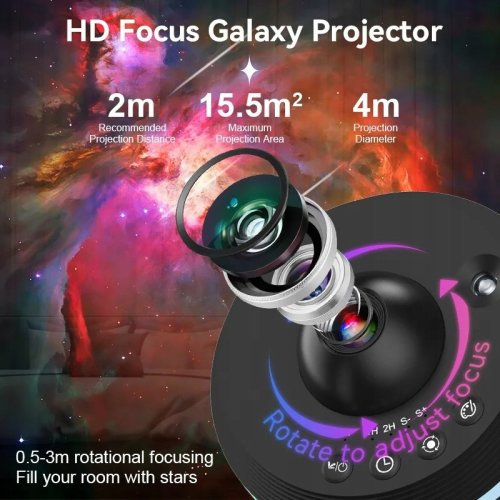 Pronett XJ5650 Projektor noční oblohy, polární záře a galaxie, 4K, černý