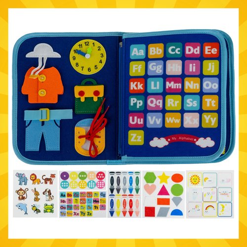 Kruzzel 26881 Montessori senzorická kniha, modrá