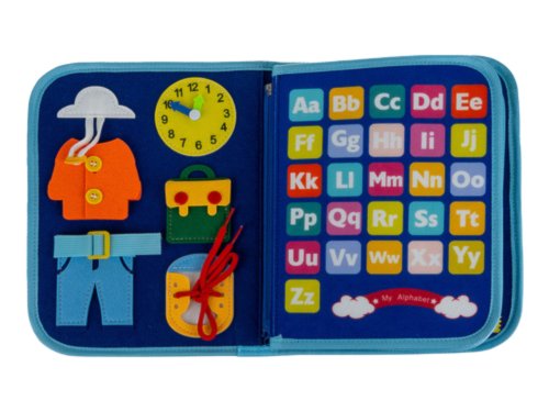 Kruzzel 26881 Montessori senzorická kniha, modrá