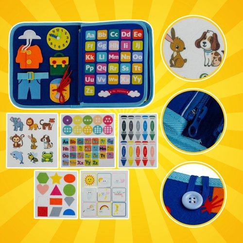 Kruzzel 26881 Montessori senzorická kniha, modrá