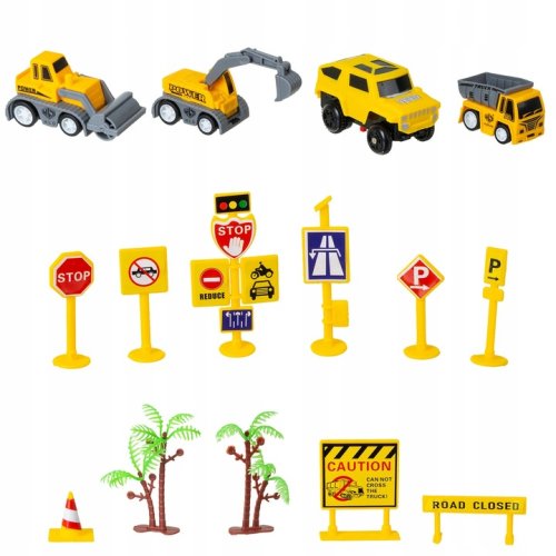 ISO 26539 Autodráha s autíčkem a stavebními stroji 255 dílů 