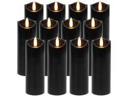 Ruhhy 26382 Sada LED sviečok na batérie 15 cm, 12 ks, čierna