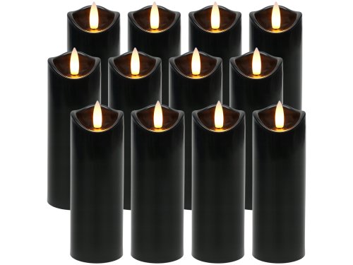 Ruhhy 26382 Sada LED sviečok na batérie 15 cm, 12 ks, čierna