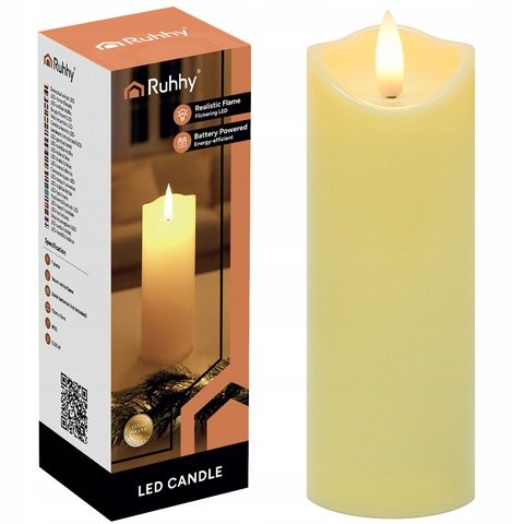 Ruhhy 26720 LED sviečka na batérie 17 x 5 cm, béžová