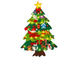 Kruzzel 26548 Plstěný vánoční stromeček s ozdobami a LED osvětlením, 100 cm