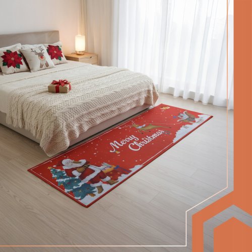 Ruhhy 26464 Vianočný koberec s motívom Veselé Vianoce 160 x 50 cm, červený