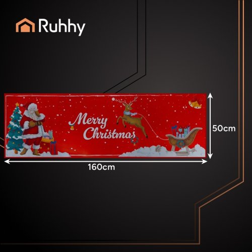 Ruhhy 26464 Vianočný koberec s motívom Veselé Vianoce 160 x 50 cm, červený