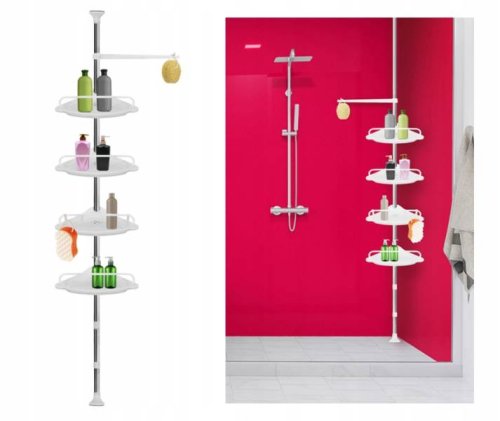 Ruhhy 26639 Teleskopická rohová polica, biela