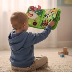 KIK KX2956 Montessori senzorická kniha farma, zelená