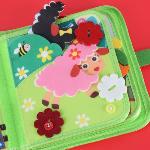 KIK KX2956 Montessori senzorická kniha farma, zelená