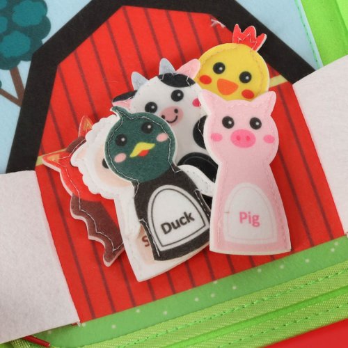 KIK KX2956 Montessori senzorická kniha farma, zelená