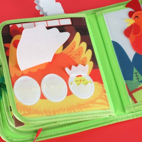 KIK KX2956 Montessori senzorická kniha farma, zelená