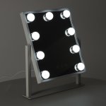 KIK KX3942 Kosmetické zrcadlo s LED osvětlením, 9 žárovek, USB, 25 x 30 cm