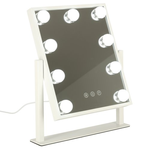 KIK KX3942 Kosmetické zrcadlo s LED osvětlením, 9 žárovek, USB, 25 x 30 cm