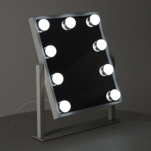 KIK KX3942 Kosmetické zrcadlo s LED osvětlením, 9 žárovek, USB, 25 x 30 cm