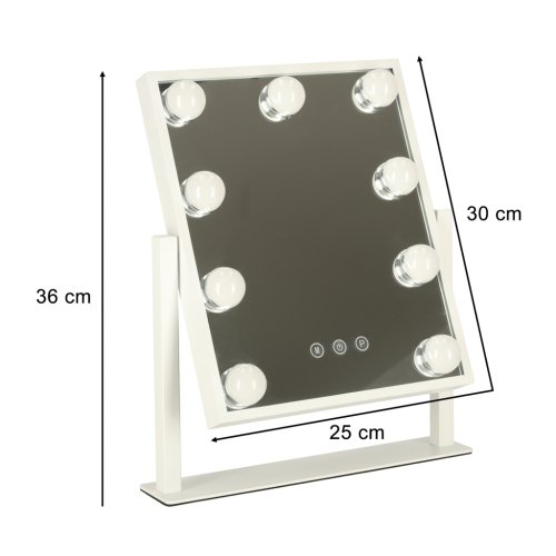 KIK KX3942 Kosmetické zrcadlo s LED osvětlením, 9 žárovek, USB, 25 x 30 cm