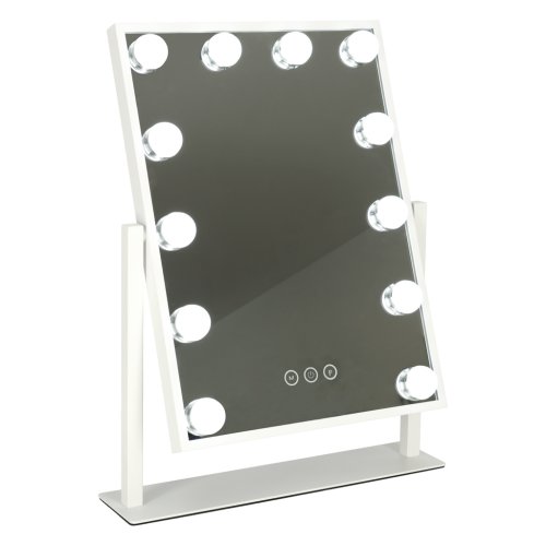 KIK KX3942 Kozmetické zrkadlo s LED svetlom, 12 žiaroviek, USB, 30 x 40 cm
