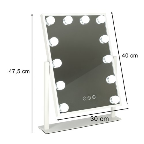 KIK KX3942 Kozmetické zrkadlo s LED svetlom, 12 žiaroviek, USB, 30 x 40 cm