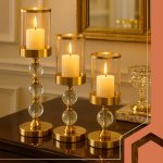 Ruhhy 26487 Sada svícnů Glamour, 3 ks, zlatá