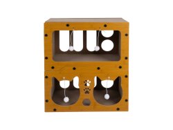 Purlov 27017 Škrabadlo pro kočky dvoupatrový dům 3 v 1, hnědé