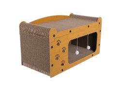 Purlov 27016 Škrabadlo pre mačky dvojposchodový domček 29 x 55 x 29 cm, hnedé