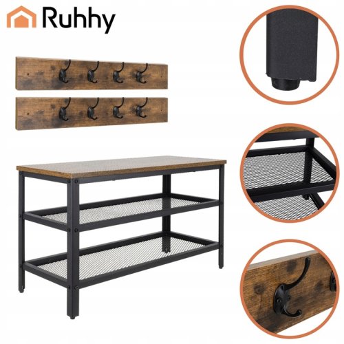 Ruhhy 27037 Stojan na topánky s lavičkou a vešiakom 73 cm