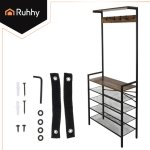 Ruhhy 27035 Vešiak na oblečenie s háčikmi a policami 183,5 x 31,5 x 68 cm