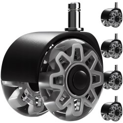 Ruhhy 25280 Sada otočných koleček ke kancelářské židli 5 ks, šedé 