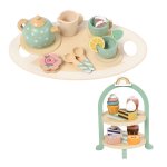 Kruzzel 26418 Dětský dřevěný čajový set s dortovým stojanem