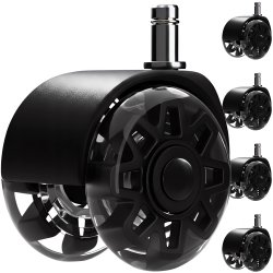 Ruhhy 26294 Sada otočných koleček ke kancelářské židli 5 ks, černé