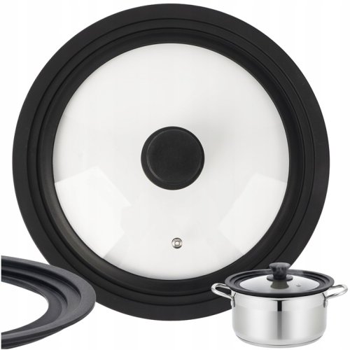 Ruhhy 25561 Univerzálny sklenený poklop so silikónovým okrajom 3 v 1, 28/30/32 cm