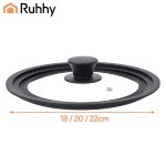 Ruhhy 25563 Univerzálny sklenený poklop so silikónovým okrajom 3 v 1, 18/20/22 cm