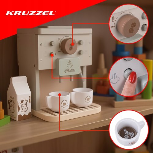 Kruzzel 26512 Detský drevený kávovar s príslušenstvom