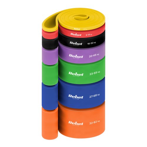 Rebel RBA-3001 Sada odporových gum TPE - Power Band PT-S7, 4-82 kg, 7 Ks
