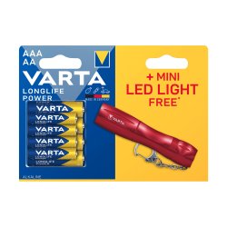 Varta BAT0298 Sada Alkalické baterie 4x AAA a 4x AA + Mini LED svítilna Light