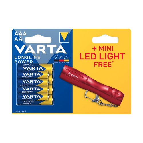 Varta BAT0298 Sada Alkalické baterie 4x AAA a 4x AA + Mini LED svítilna Light