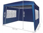 Malatec 7903 Zahradní altán skládací 3 x 3 m + 4 boční stěny modrá