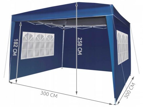 Malatec 7903 Zahradní altán skládací 3 x 3 m + 4 boční stěny modrá
