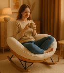 Gordon G1205 Houpací křeslo s měkkým polstrováním, krémové