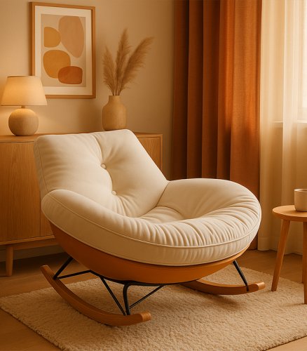 Gordon G1205 Houpací křeslo s měkkým polstrováním, krémové