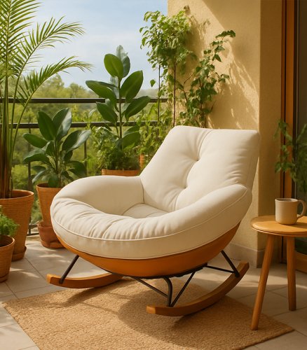 Gordon G1205 Houpací křeslo s měkkým polstrováním, krémové