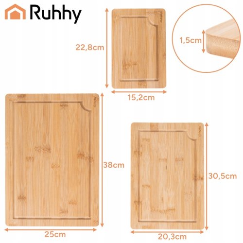 Ruhhy 26265 Sada bambusových prkének ve stojanu 3 ks