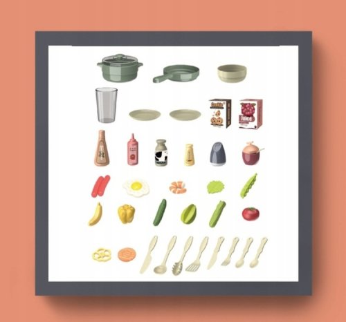 Gordon G300 Dětská kuchyňka se zvuky, 38 dílů, béžovo-modrá