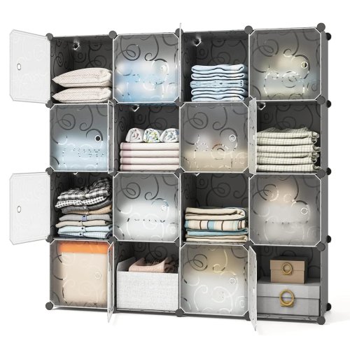 Hogler 3882 Variabilný regálový systém 16 modulov, 144 x 144 x 37 cm, čierny