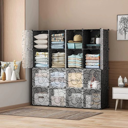 Hogler 3882 Variabilný regálový systém 16 modulov, 144 x 144 x 37 cm, čierny