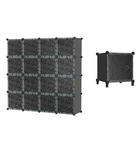 Hogler 3882 Variabilný regálový systém 16 modulov, 144 x 144 x 37 cm, čierny