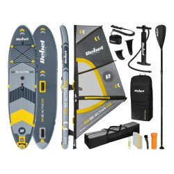 Rebel RBA-4513 Paddleboard SUP s plachtou, windsurfing, příslušenství, 305 cm, 120 kg, šedý