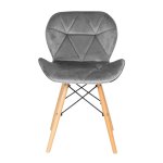 ModernHome KJC208 Sada 4 jedálenských stoličiek, drevené nohy - sivý zamat