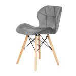 ModernHome KJC208 Sada 4 jedálenských stoličiek, drevené nohy - sivý zamat